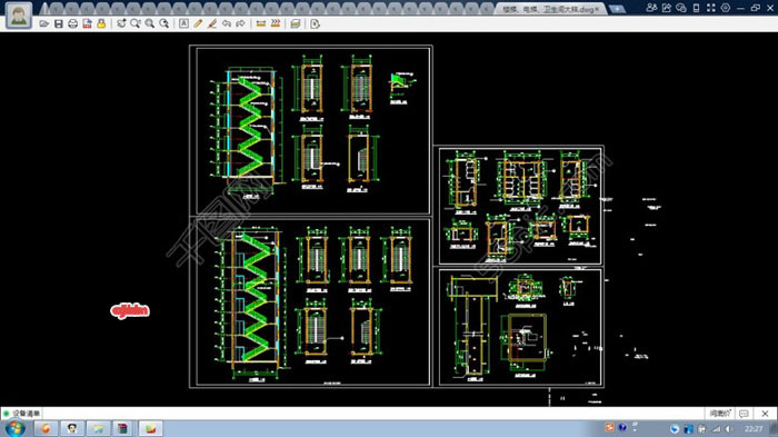 Stairs - elevator - bathroom CAD drawings